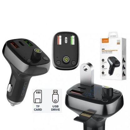 QUALITY CAR BLUETOOTH FM TRANSMITTER WITH TRIPPLE USB CAR CHARGER