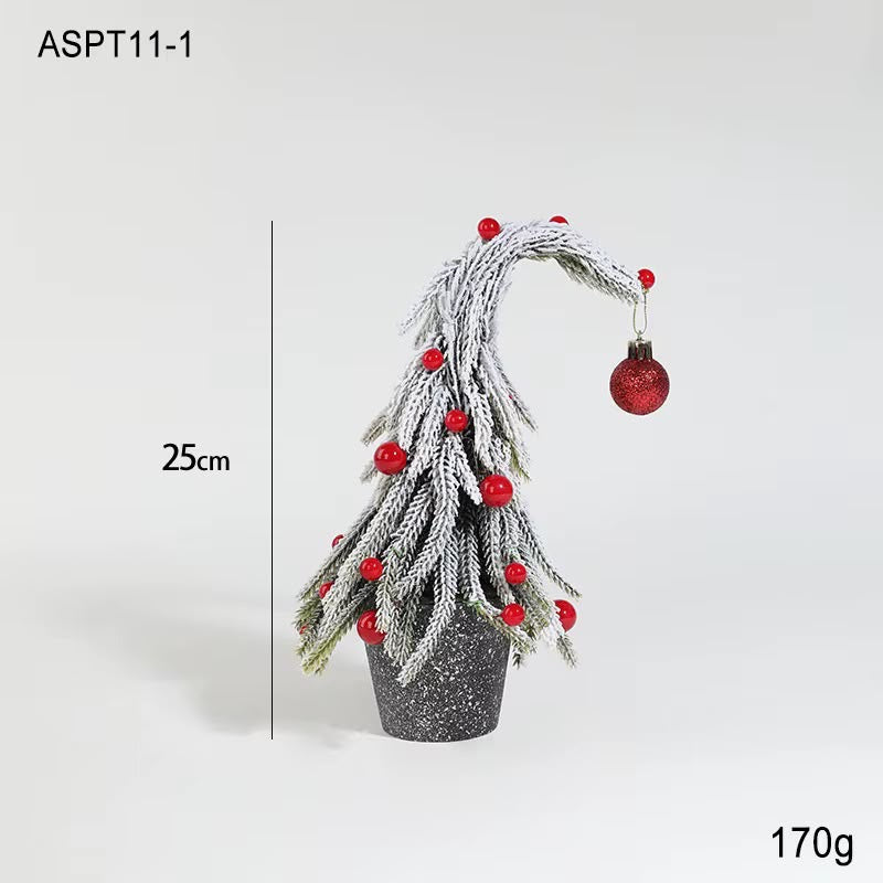 25cmSnow-Covered Christmas Tree Decoration with decor