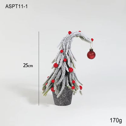 25cmSnow-Covered Christmas Tree Decoration with decor