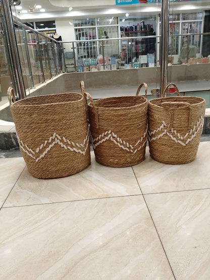 High Quality Set of 3 Stackable handmade baskets