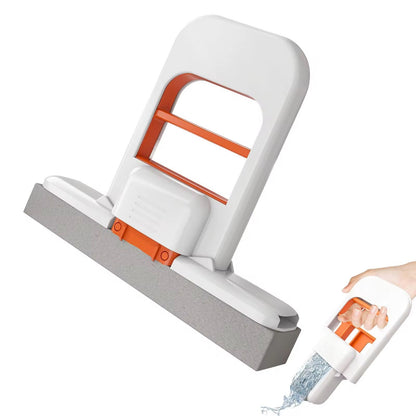 One-hand squeeze handle foldable desktop mop for indoor cleaning.