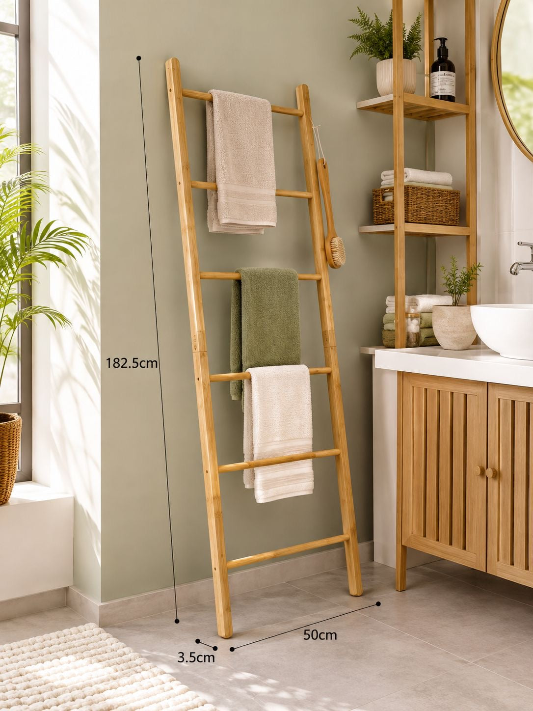 Bamboo Ladder Towel Rack