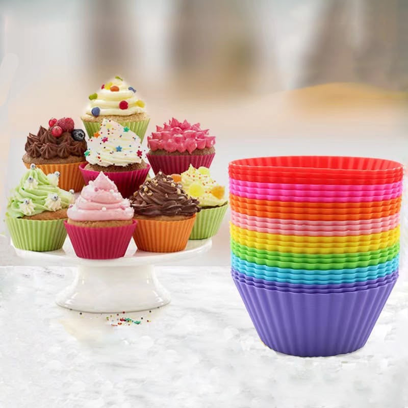 12Pcs Reusable Silicone  Cupcakes mold Bakeware liners