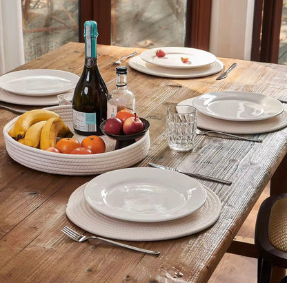5 pcs set  Round cotton rope woven non slip heat resistant table mat