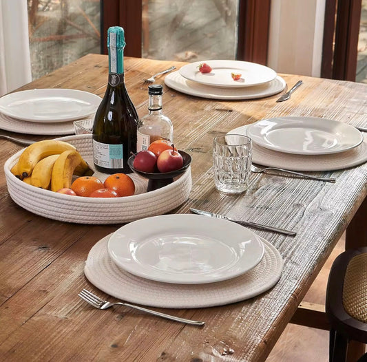 5 pcs set  Round cotton rope woven non slip heat resistant table mat