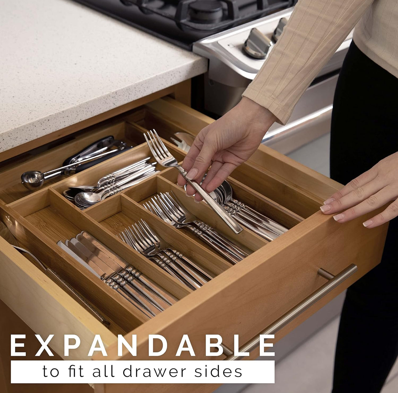 Multifunctional Bamboo drawer organizer