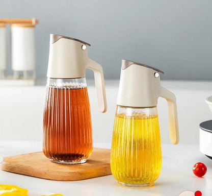 700ml ribbed  glass oil jar