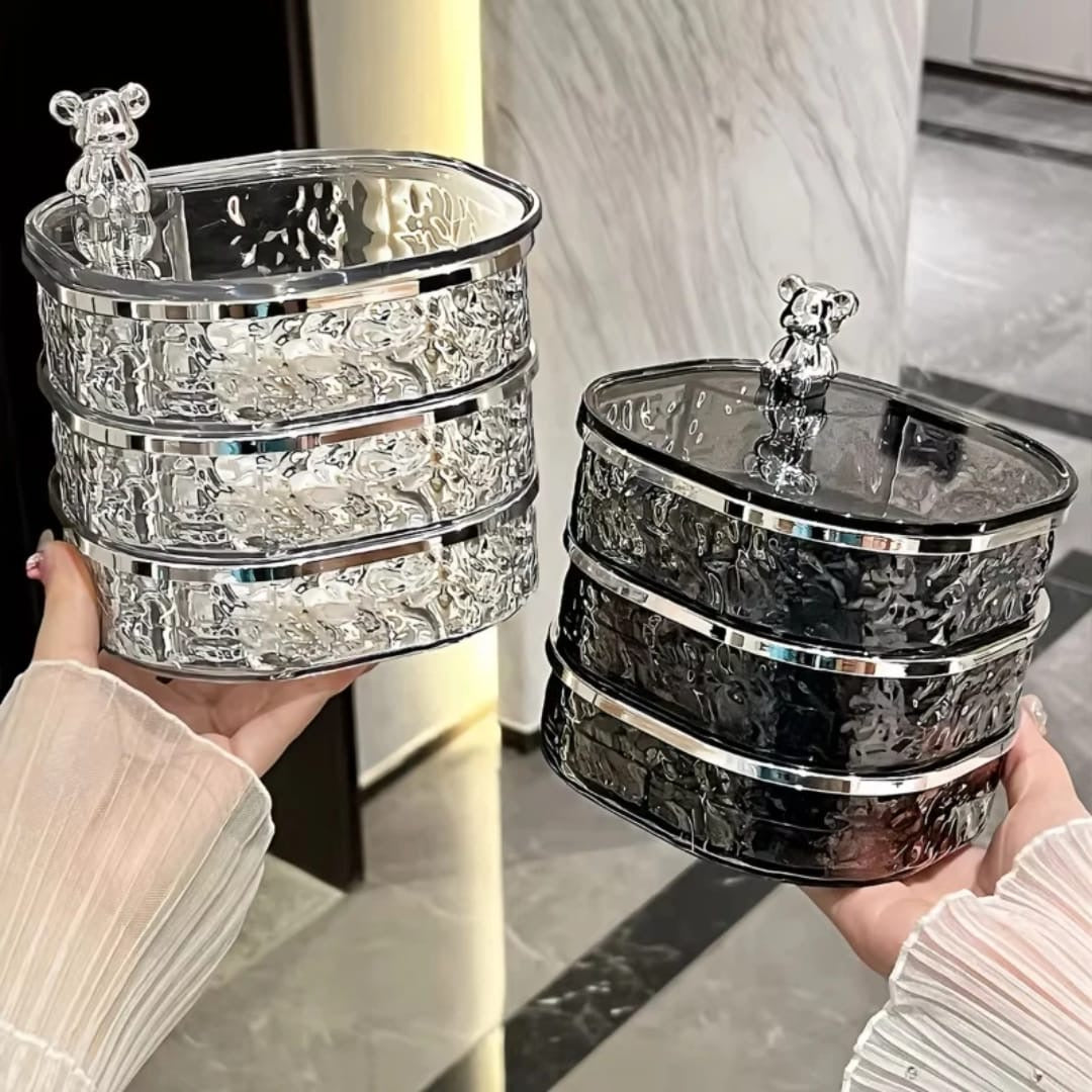 Rotating jewellery organizers.