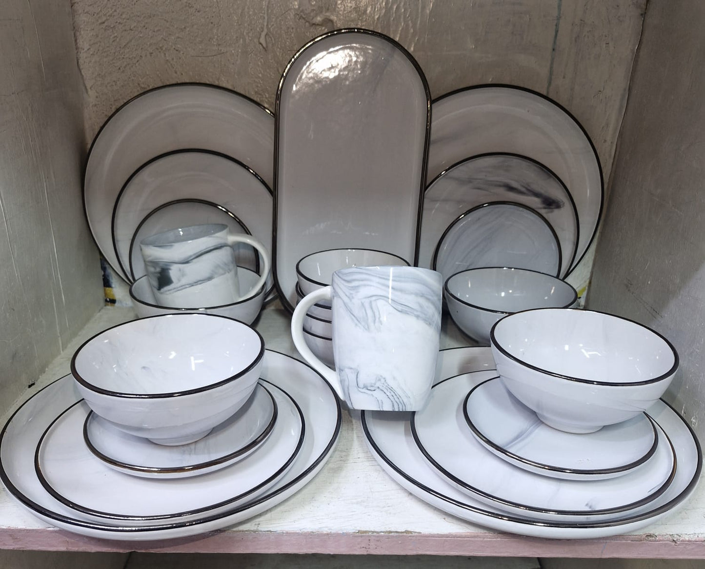 25pcs  Marble Ceramic  Dinneer set