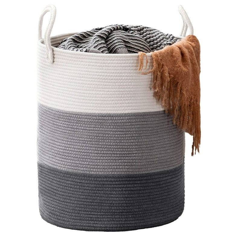 Cotton rope laundry basket woven large storage basket