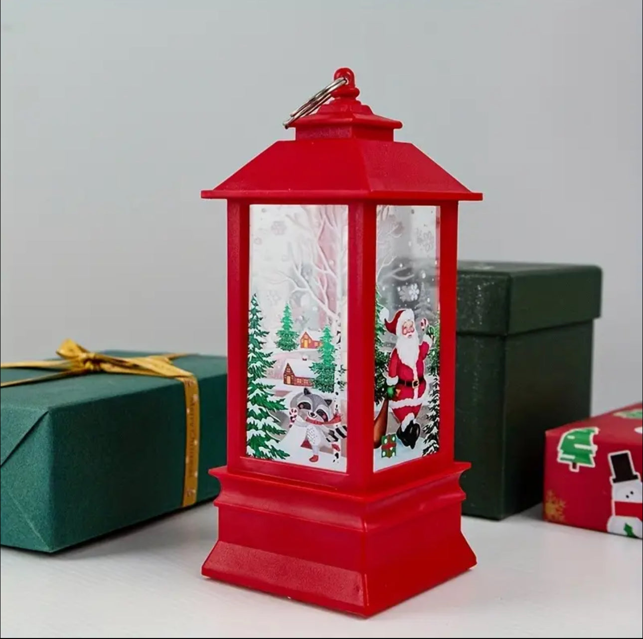 Santa Claus snowman lantern light