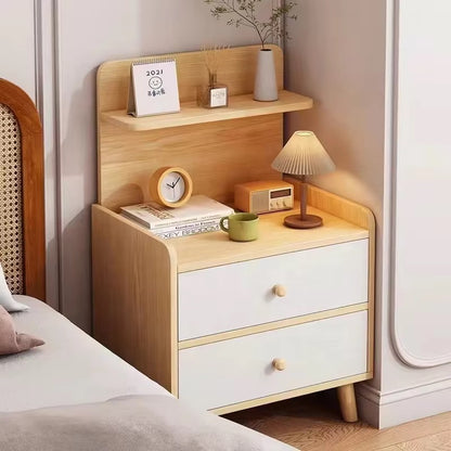 Minimalist wooden bedside table with drawer