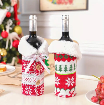 Fluffy Christmas Wine Bottle Cover