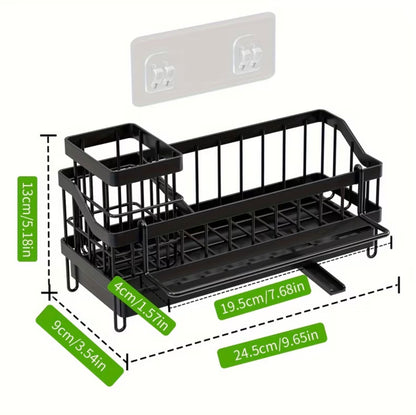 Sink Caddy with Water Draining Tray/Multifunctional Sink Sponge Detergent storage Rack