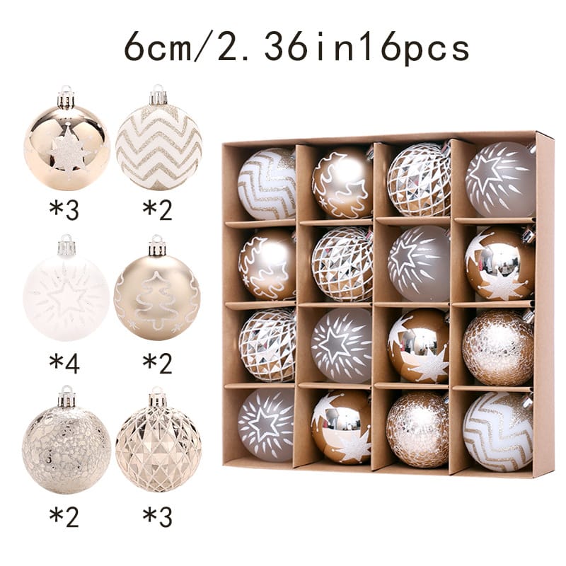 16pc gold white Christmas  Tree Baubles