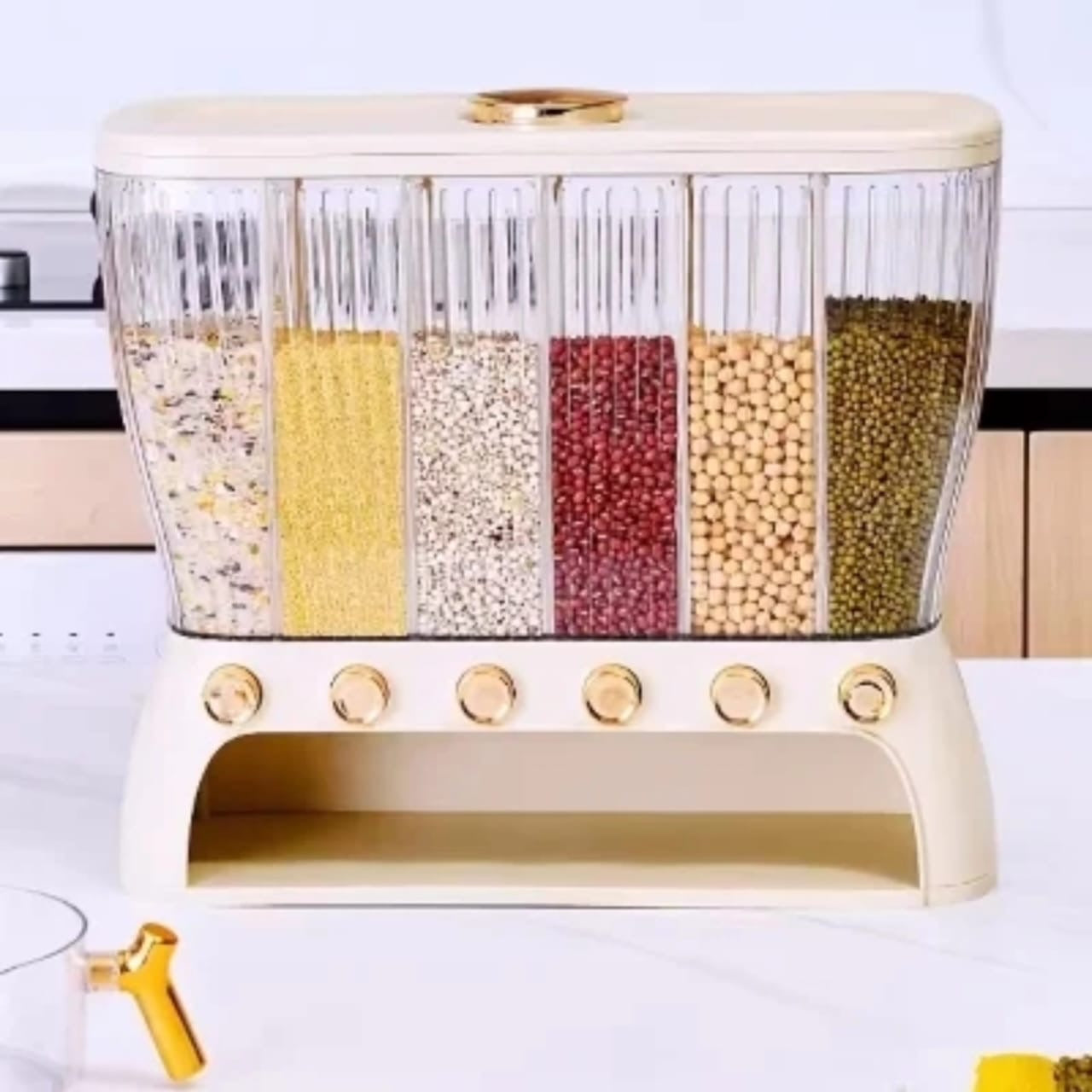 Acrylic Partitioned Rice/Cereal Dispenser