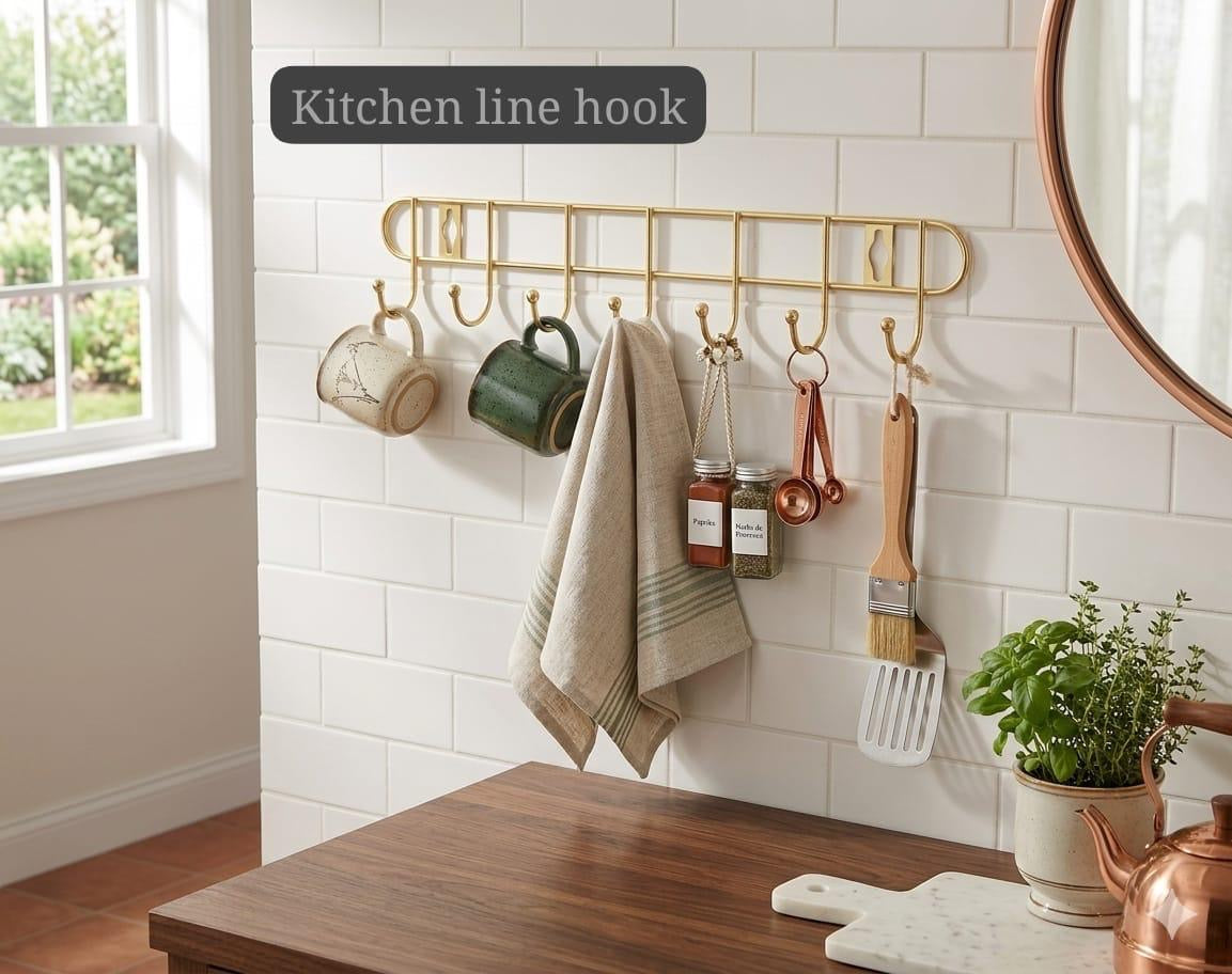 8 hook  Gold Stainless steel  rail