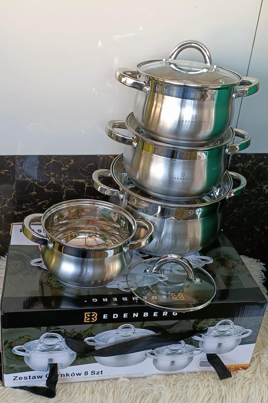 8pc premium quality stainless edenberg cookware set