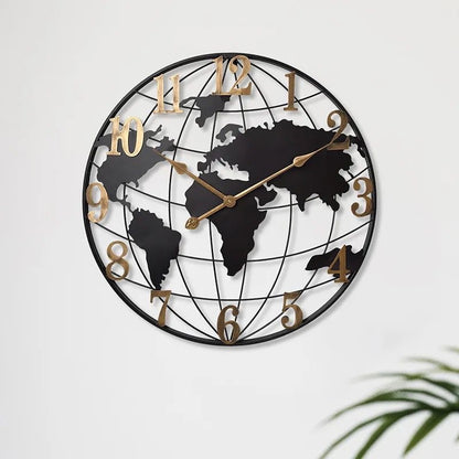 Large World Map Wall Clock for Living Room Decoration 60cm