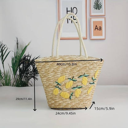 Stylish Embroidered Straw Bag