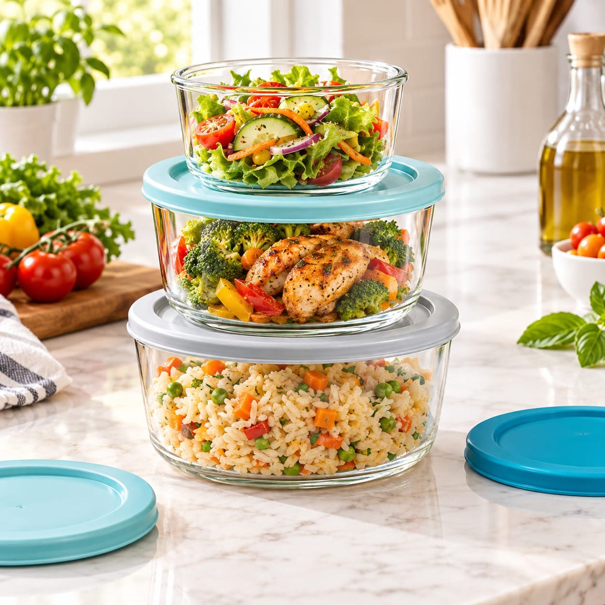 GLASS FOOD STORAGE CONTAINERS