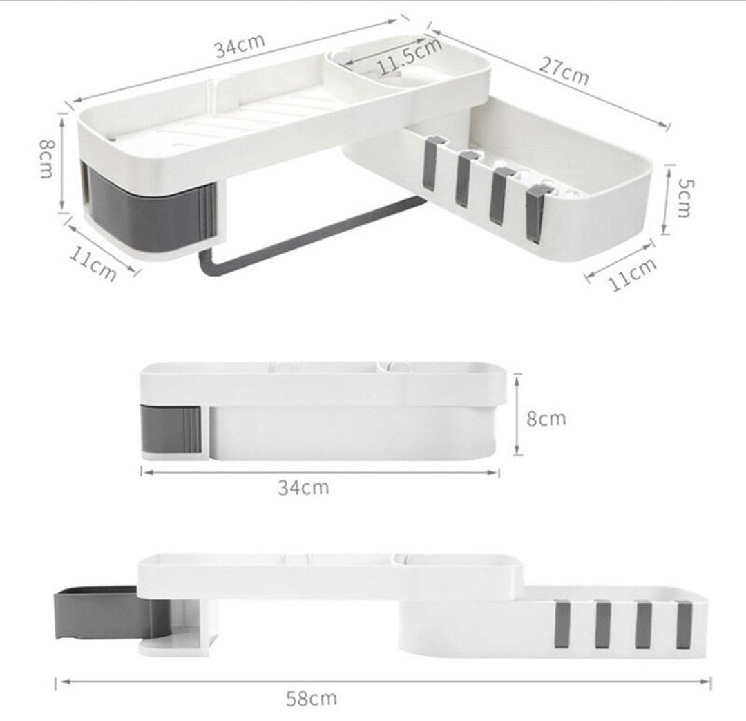 Rotating bathroom corner organizer