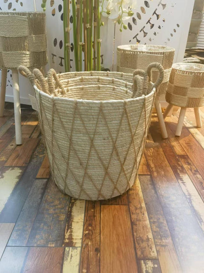 High Quality Set of 3 Stackable handmade baskets