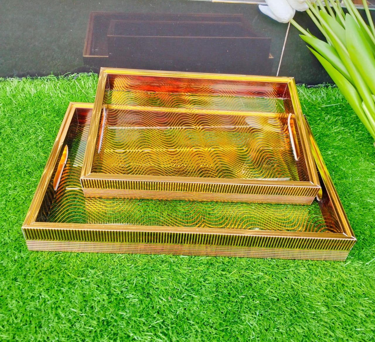 A set of 2pcs diff sizes Classy Trays