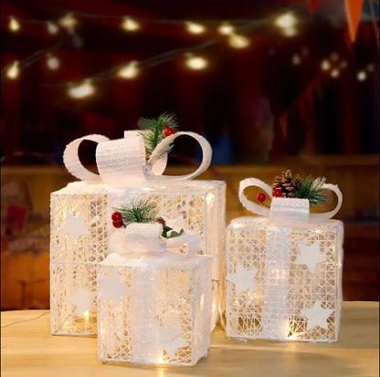 3pcs set lighted gift box
AA battery powered