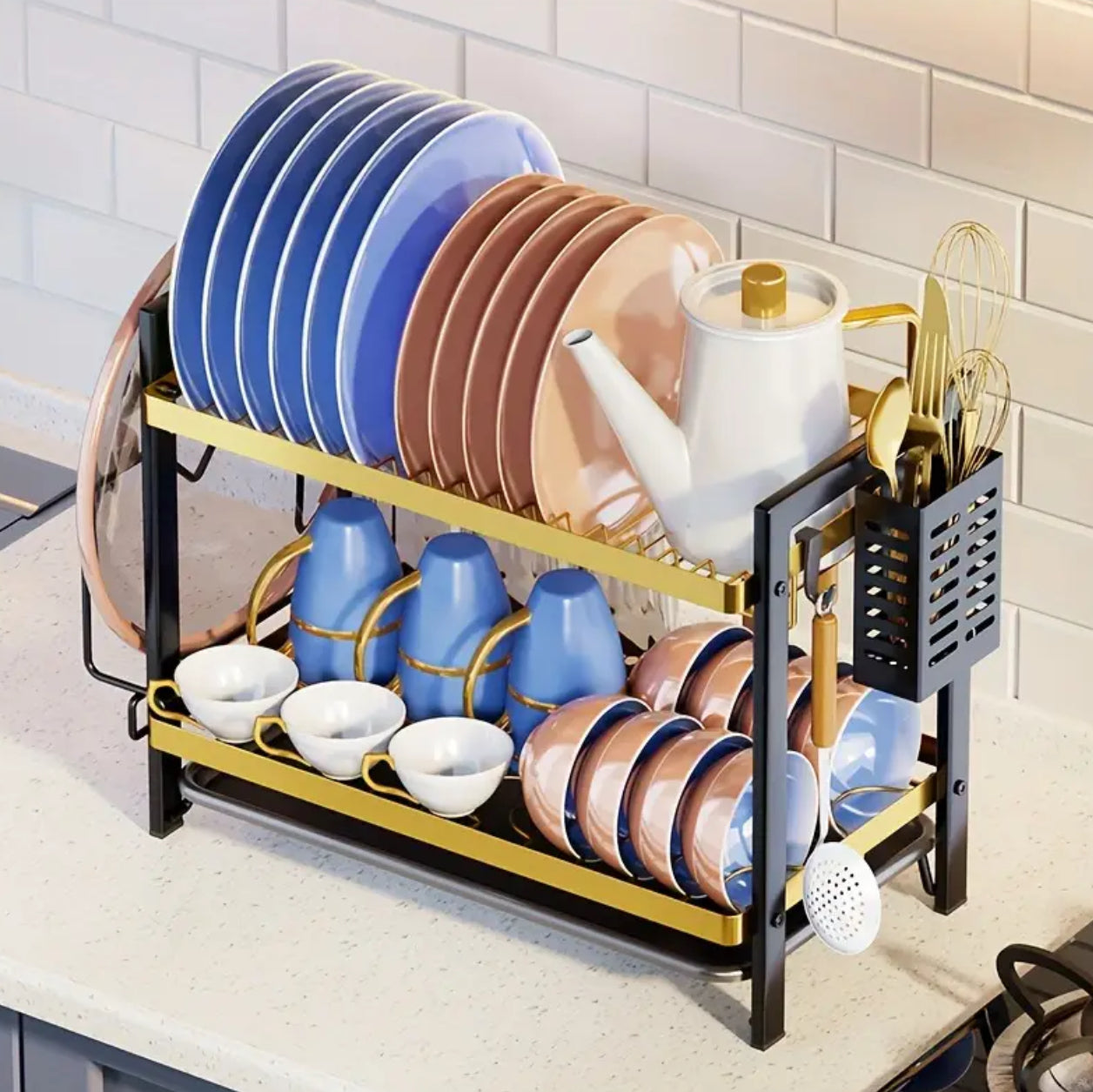 2* tier black/gold dishrack