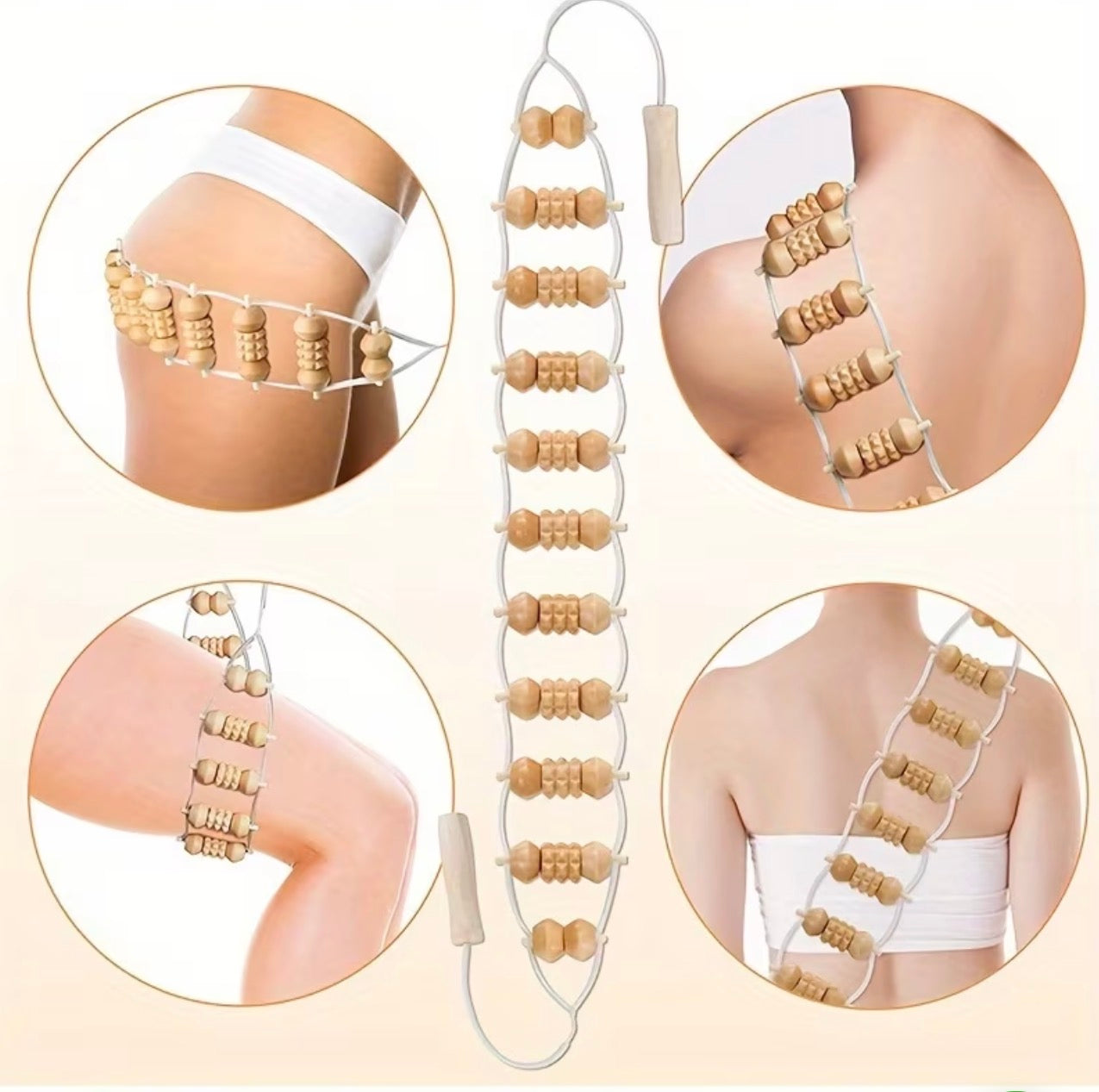 Wood Back Massage Roller Rope