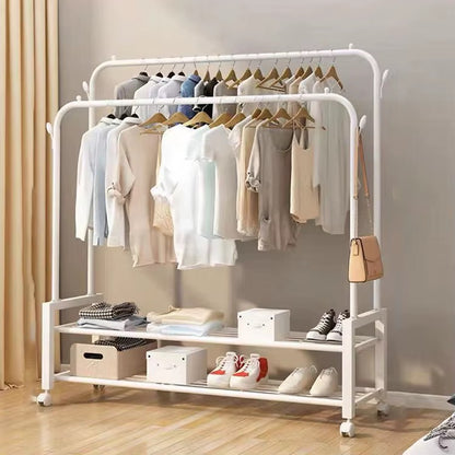Advanced Double Layer Garment Rack Floor  Standing Clothes Hanger
