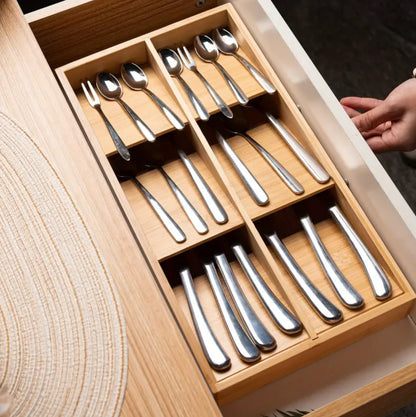 6Slot Bamboo Cutlery Organizer