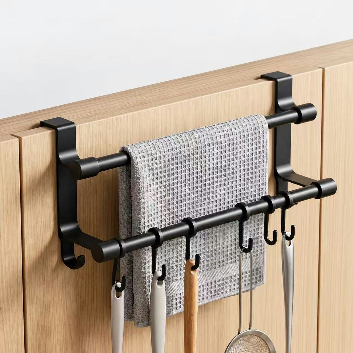 Double Layer Over the cabinet Door Towel Rack with hooks