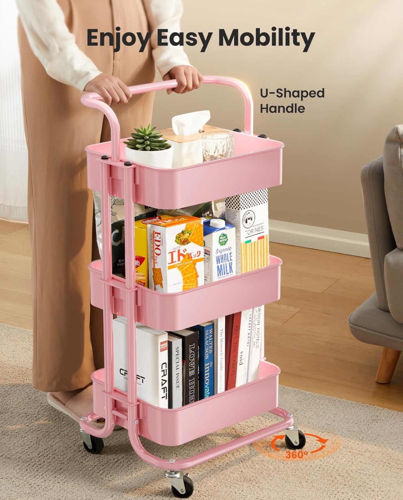 Multi-functional movable trolley storage rack