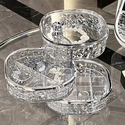 Rotating jewellery organizers.