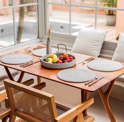5 pcs set  Round cotton rope woven non slip heat resistant table mat