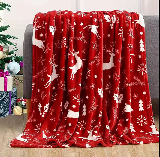 Flannel cozy Christmas throw blanket