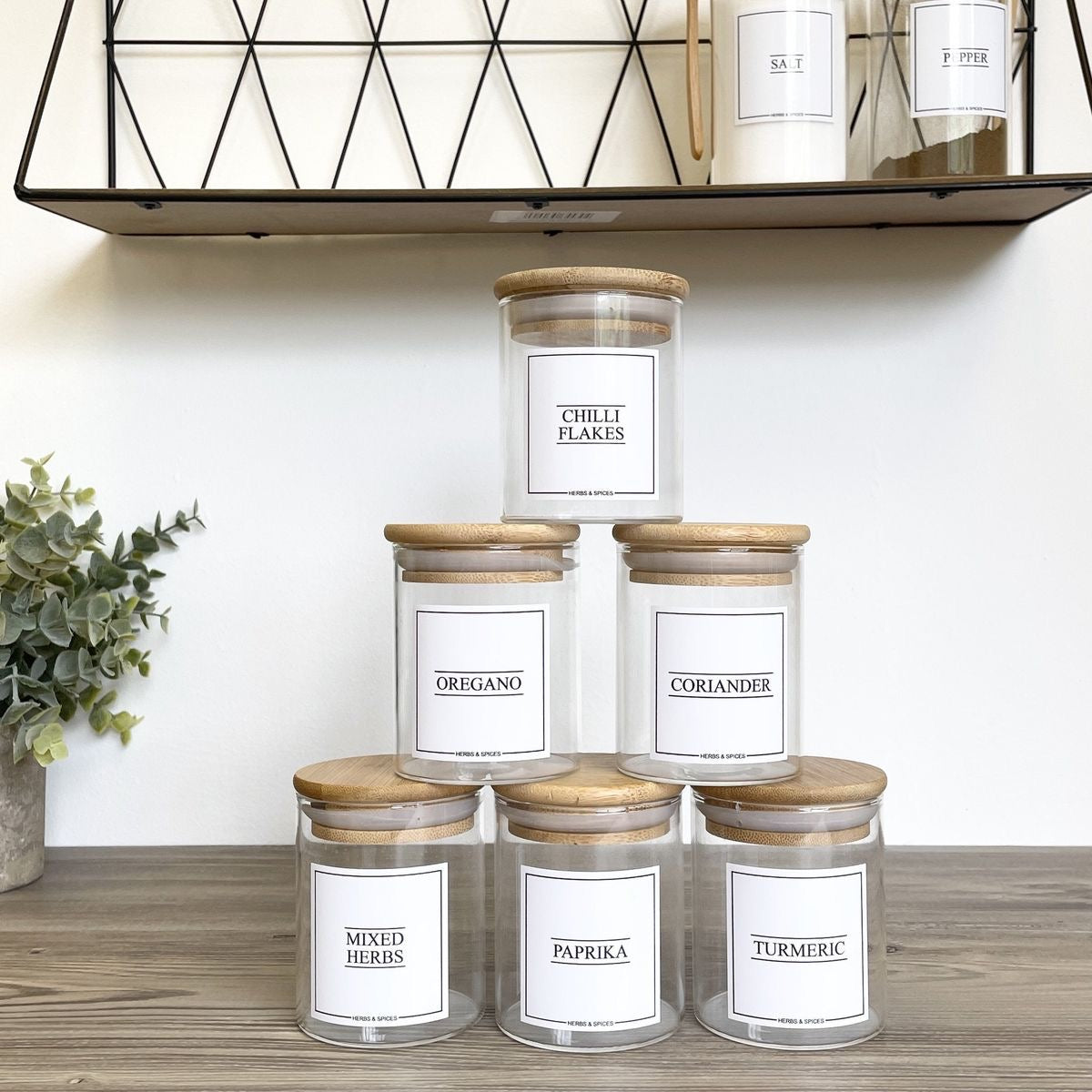 6-pack Round Glass Jars with Bamboo lid And spoon