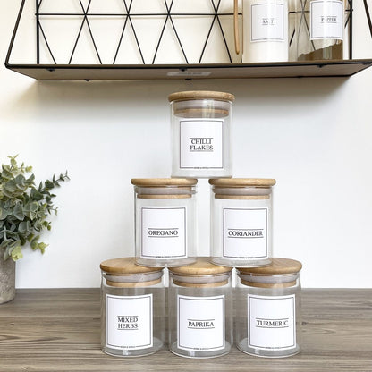 6-pack Round Glass Jars with Bamboo lid And spoon