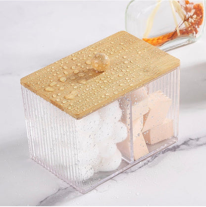 Acrylic Earbuds organizer 
With Bamboo cover .