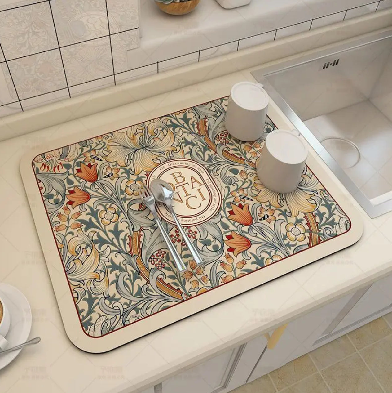Absorbent dish drying mat