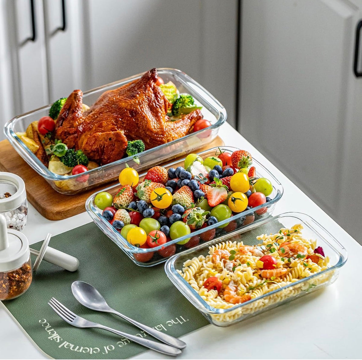3pcs Glass Oven Baking Trays