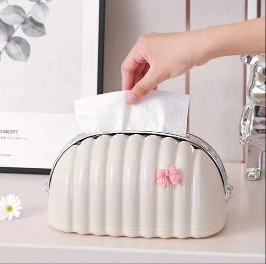 Creamy-White Shell Shaped Tissue Box Cover