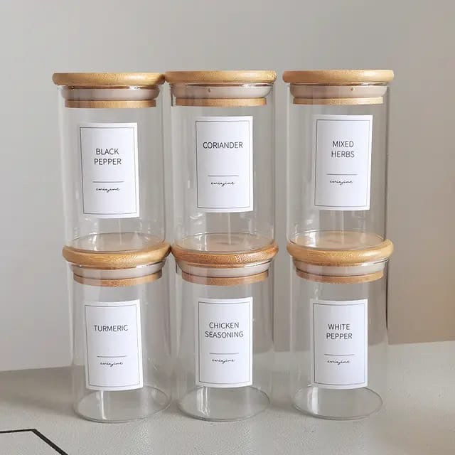 6-pack Round Glass Jars with Bamboo lid And spoon