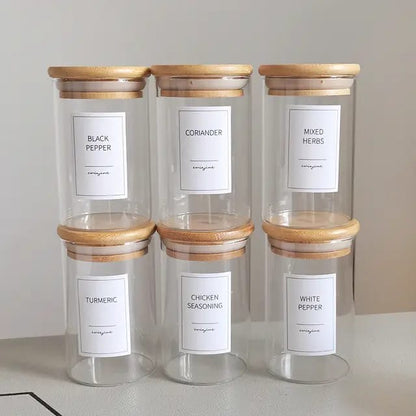 6-pack Round Glass Jars with Bamboo lid And spoon