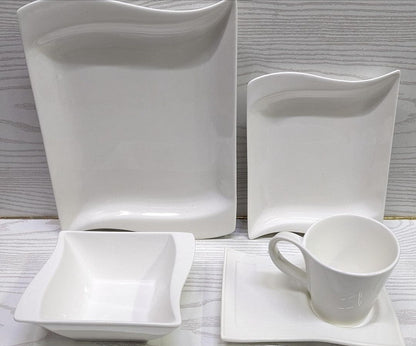 30pcs wavy ceramic white dinner set