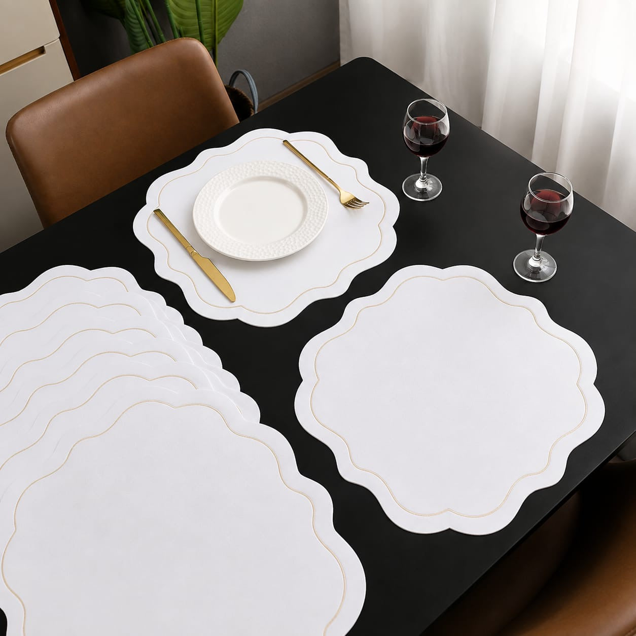 Modern Round faux leather PVC Table mats