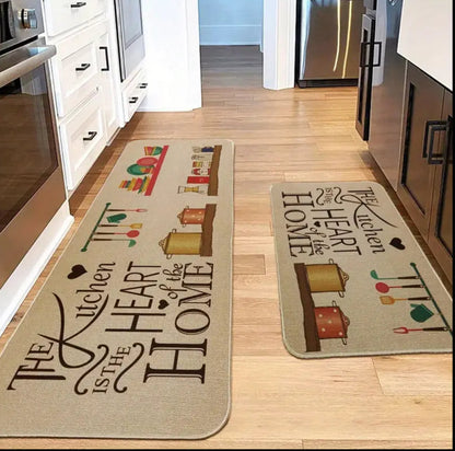 A set of 2 pcs rubber bottom kitchen mats