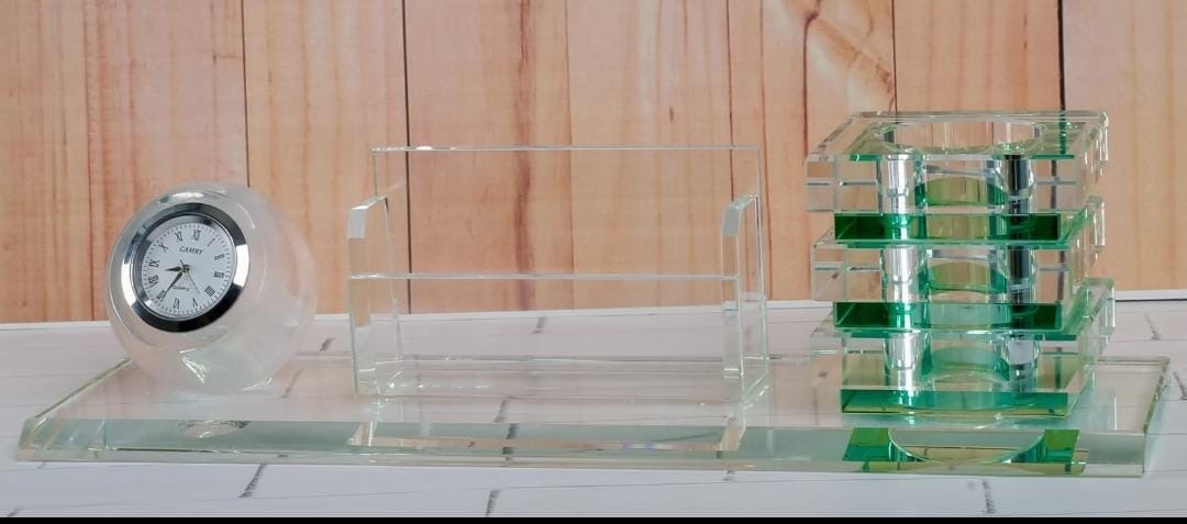 Crystal Desktop organizer with a pen slot